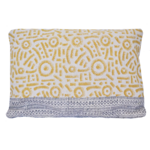 Μαξιλάρι jute χειροποίητο με κίτρινα σχέδια - μαξιλάρια