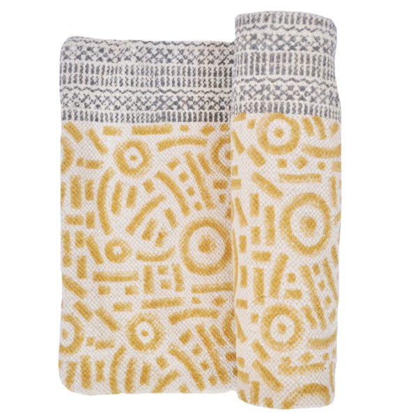Μαξιλάρι jute χειροποίητο με κίτρινα σχέδια - μαξιλάρια - 3