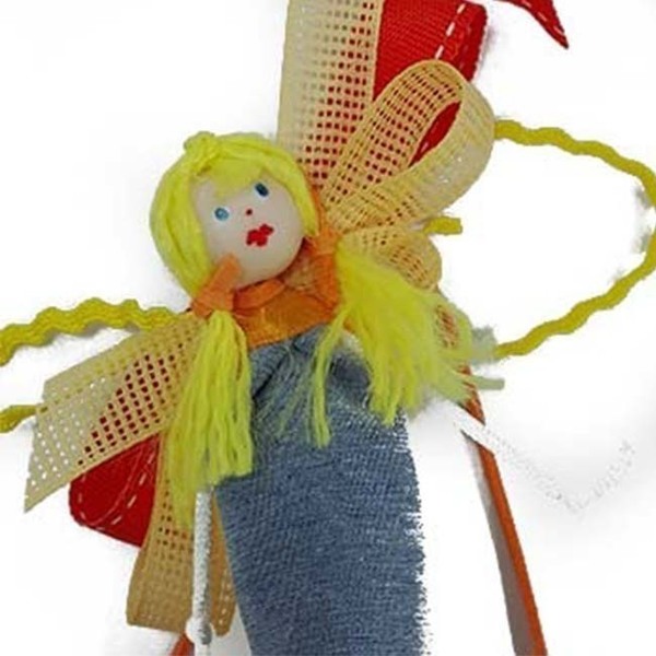 Λαμπάδα χειροποίητη πασχαλινή κούκλα με τζιν φόρεμα 40 cm 074 - κορίτσι, λαμπάδες, κουκλίτσα, για παιδιά