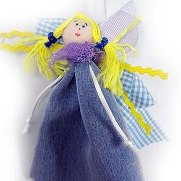 Λαμπάδα χειροποίητη πασχαλινή κούκλα με τζιν φόρεμα 40 cm 073 - κορίτσι, λαμπάδες, κουκλίτσα, για παιδιά
