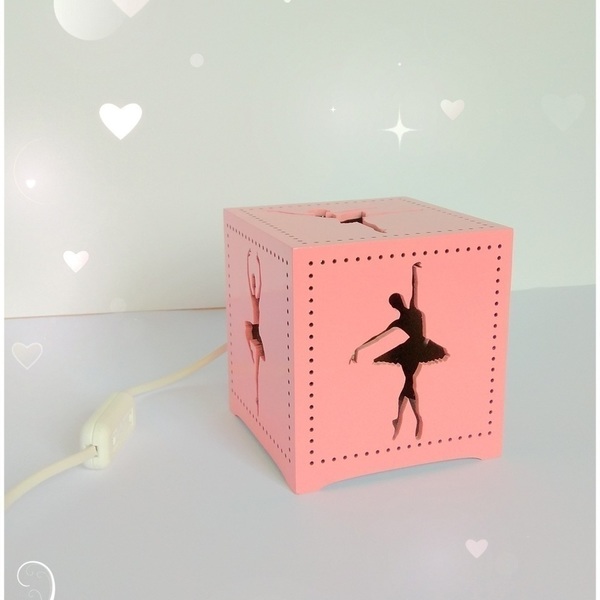 Ξύλινο ροζ παιδικό φωτιστικό μπαλαρίνας - ξύλο, κορίτσι, μπαλαρίνα, παιδικά φωτιστικά - 4