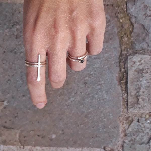 ○ cross | δαχτυλίδι σταυρός από ασήμι 925 - ασήμι, σταυρός - 4