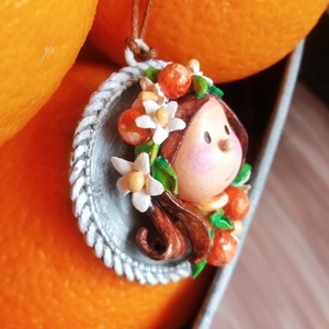 Κρεμαστό φιγούρα κοριτσάκι με πορτοκάλια - κορίτσι, δώρα για γυναίκες