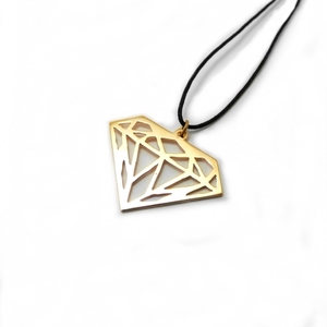 " Diamonds are for ever " - Χειροποίητο επάργυρο-επίχρυσο μενταγιόν σε σχήμα διαμαντιού! - επάργυρα, μακριά, επιχρυσωμένο στοιχείο, φθηνά