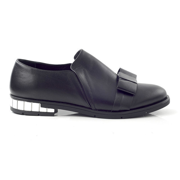 Loafers με φιόγκο σε μαύρο δέρμα