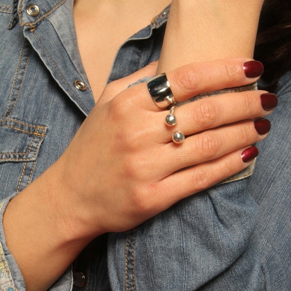 Μεταλλικό δαχτυλίδι ασημί - ορείχαλκος, βεράκια, Black Friday, επιροδιωμένα, αυξομειούμενα - 2