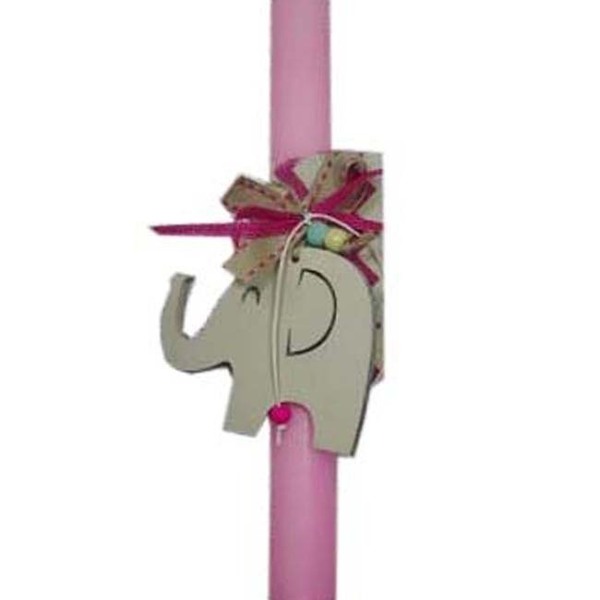 Λαμπάδα χειροποίητη πασχαλινή ελεφαντάκι 28 cm 108 - κορίτσι, λαμπάδες, ελεφαντάκι, για παιδιά, για μωρά