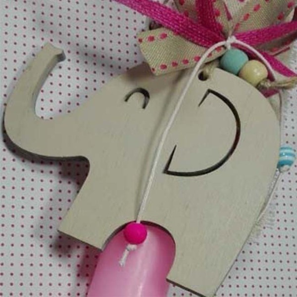 Λαμπάδα χειροποίητη πασχαλινή ελεφαντάκι 28 cm 108 - κορίτσι, λαμπάδες, ελεφαντάκι, για παιδιά, για μωρά - 2