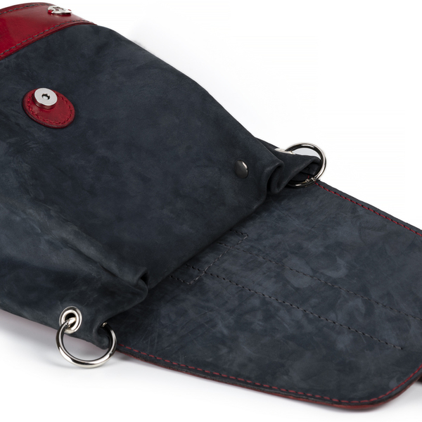 Δερμάτινο Backpack κόκκινο - μπλε - δέρμα, πλάτης, μεγάλες, all day, μεταλλικά στοιχεία, μικρές - 3