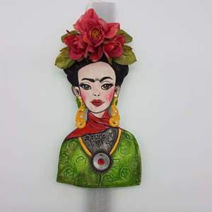 Πασχαλινή λαμπάδα "Frida Kahlo" - λαμπάδες - 2