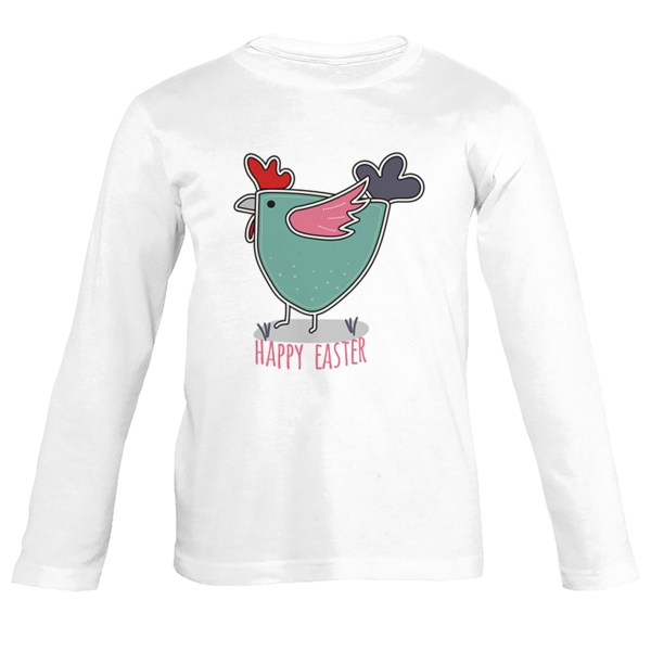Πασχαλινό Παιδικό μακρυμάνικο μπλουζάκι - Rooster - Happy Easter - ΚΟΚΚΟΡΑΣ - βαμβάκι, παιδικά ρούχα, πασχαλινά δώρα