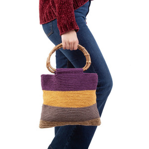 Πλεκτή βαμβακερή τσάντα χειρός με κοκάλινο χερούλι - vintage, crochet, χειρός, πλεκτές τσάντες, φθηνές - 3