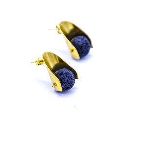 Stud earrings with lava - ασήμι, επιχρυσωμένα, καρφωτά, μπρούντζος, Black Friday