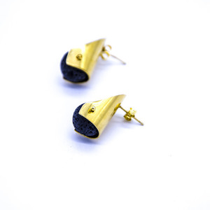 Stud earrings with lava - ασήμι, επιχρυσωμένα, καρφωτά, μπρούντζος, Black Friday - 2