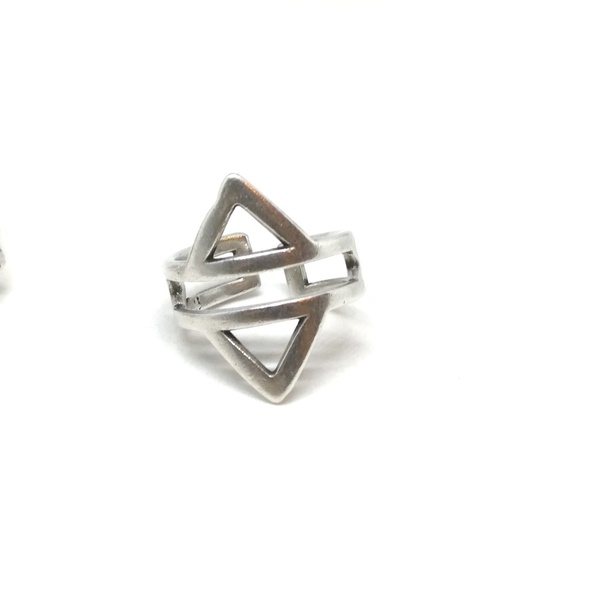 Silver plated ring - statement, ορείχαλκος, επάργυρα, γεωμετρικά σχέδια, minimal, μικρά, boho, rock, αυξομειούμενα, φθηνά - 4