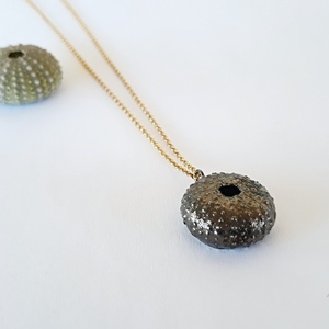 Urchin Pendant-Ασημένιο Μενταγιόν Αχινός - ασήμι, καλοκαιρινό, επιχρυσωμένα, ασήμι 925, κοχύλι, χειροποίητα, θάλασσα