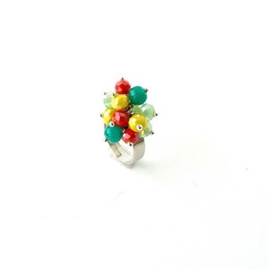 Δαχτυλίδι με χάντρες σε έντονα χρώματα - χάντρες, μεγάλα, επιροδιωμένα, αυξομειούμενα, φθηνά - 3