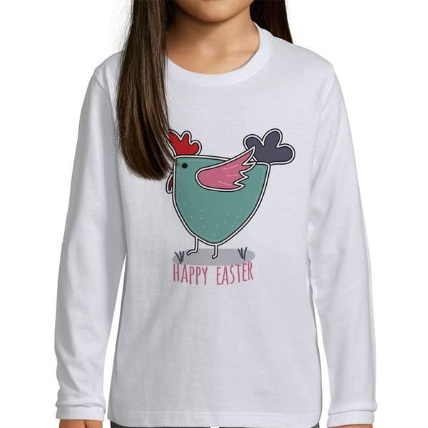 Πασχαλινό Παιδικό μακρυμάνικο μπλουζάκι - Rooster - Happy Easter - ΚΟΚΚΟΡΑΣ - βαμβάκι, παιδικά ρούχα, πασχαλινά δώρα - 2