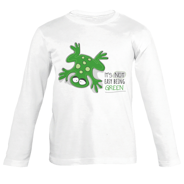 Παιδικό μακρυμάνικο μπλουζάκι - Frog - it's not easy been green - ΒΑΤΡΑΧΟΣ - βαμβάκι, αγόρι, παιδικά ρούχα
