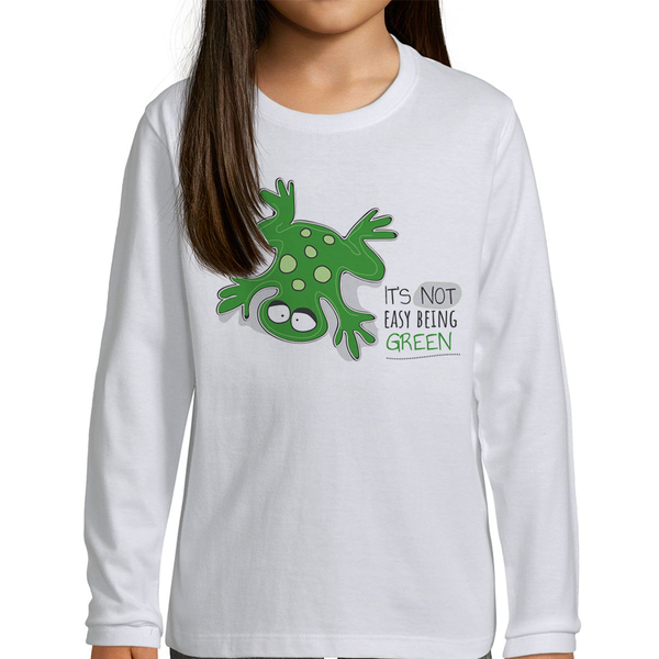 Παιδικό μακρυμάνικο μπλουζάκι - Frog - it's not easy been green - ΒΑΤΡΑΧΟΣ - βαμβάκι, αγόρι, παιδικά ρούχα - 2