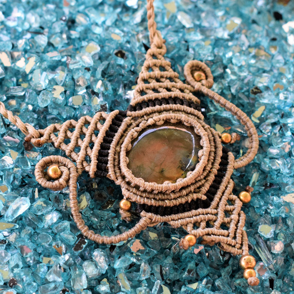 labradorite necklace - ημιπολύτιμες πέτρες, μακραμέ, boho - 4