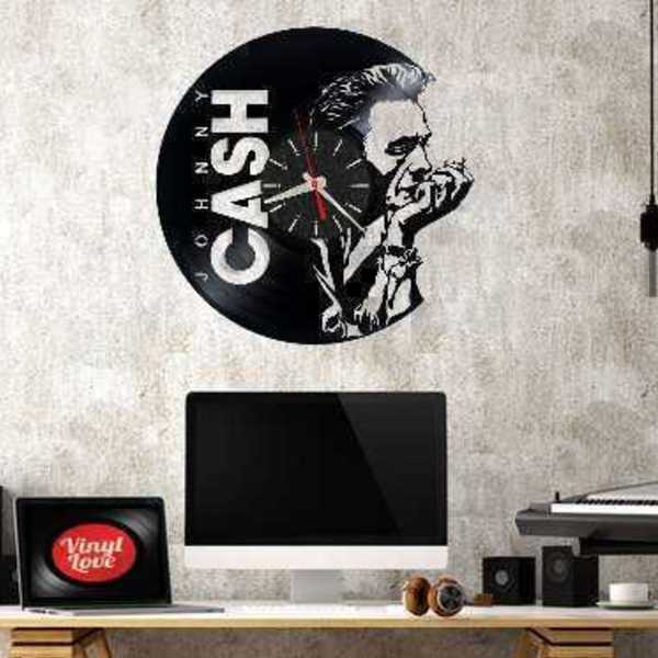 Johnny Cash singer vinyl record wall clock - τοίχου, βινύλιο, βινύλιο, ρολόγια - 2