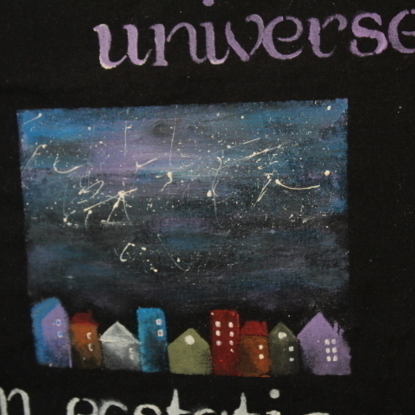 "universe" τσάντα πάνινη ζωγραφισμένη στο χέρι - ύφασμα, ζωγραφισμένα στο χέρι, σπιτάκι, all day - 2