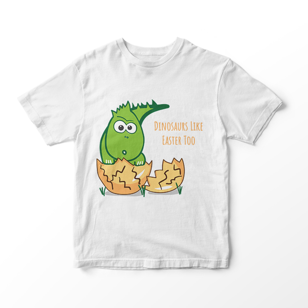 Πασχαλινό Παιδικό κοντομάνικο μπλουζάκι - Dinosaurs like Easter too - ΔΕΙΝΟΣΑΥΡΟΣ - βαμβάκι, δεινόσαυρος, παιδικά ρούχα, πασχαλινά δώρα - 2