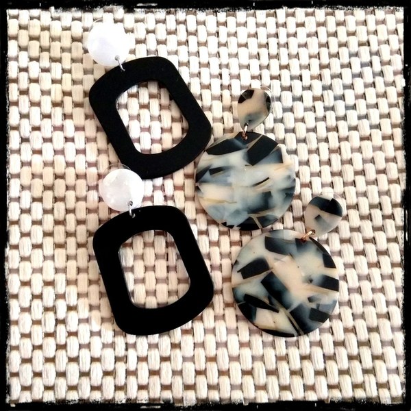 Τετραγωνα σκουλαρίκια από πλέξιγκλας - ελαφρύ, κρεμαστά, φθηνά - 4