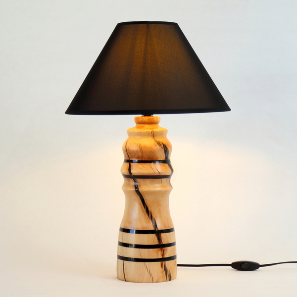 Επιτραπέζιο ξύλινο φωτιστικό - γυαλί, πορτατίφ, δώρο, χειροποίητα, διακόσμηση σαλονιού