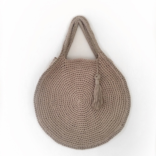 XXL Πλεκτή κυκλική τσάντα - crochet, θαλάσσης, πλεκτές τσάντες