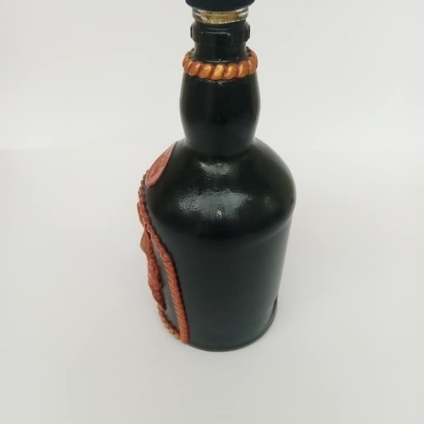 γυαλινο μπουκαλι με μικτεσ τεχνικεσ - πηλός, γυαλί, χαρτί, χειροποίητα, βάζα & μπολ, διακοσμητικά μπουκάλια - 3