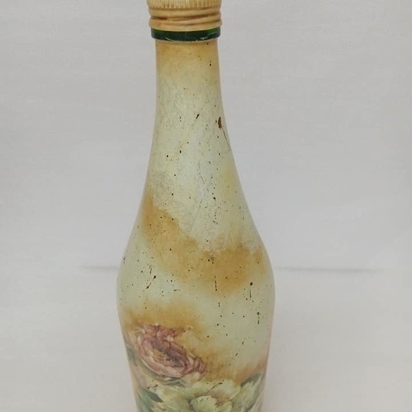 Μπουκάλι γυάλινο για λάδι-ξύδι, ποτά ή διακόσμηση υψος=33 cm - γυαλί, χειροποίητα, πρωτότυπα δώρα, είδη σερβιρίσματος - 4