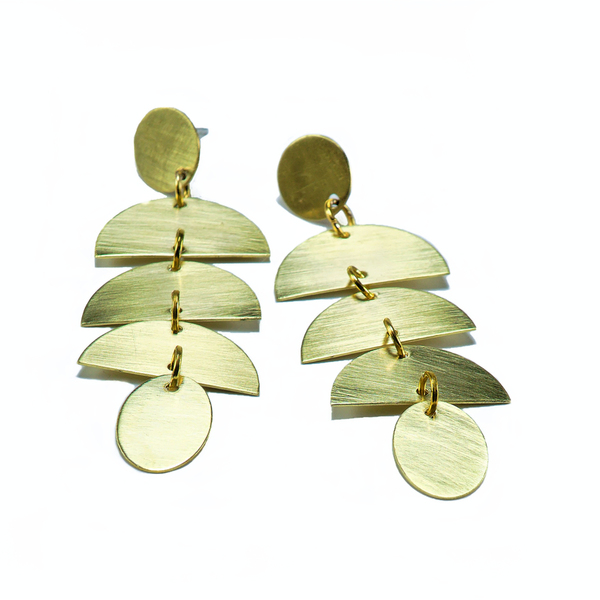 Σκουλαρίκια με ημικύκλια 2 - ορείχαλκος, γεωμετρικά σχέδια, καρφωτά, πολυέλαιοι, δώρα για γυναίκες