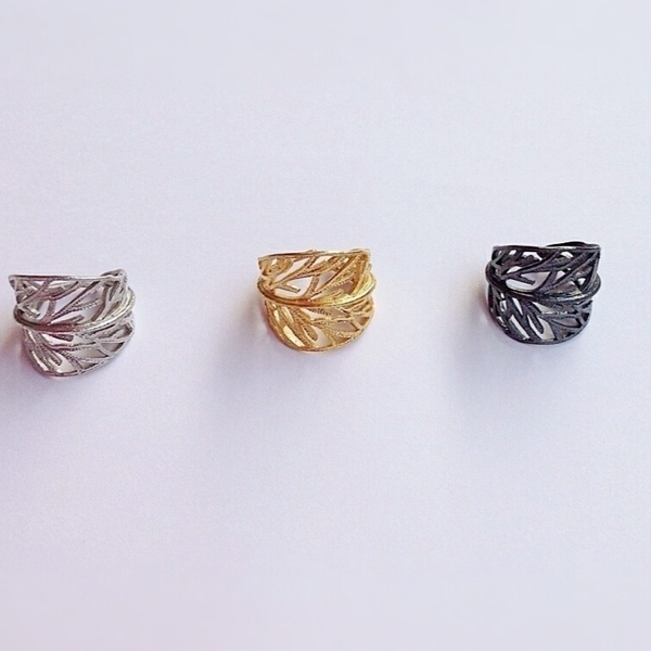 Leaf ring-Δαχτυλίδι Φύλλο από Ασήμι - επιχρυσωμένα, ασήμι 925, αυξομειούμενα