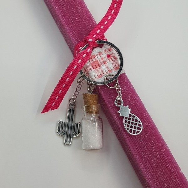 Γυναικεία πασχαλινή λαμπάδα ροζ μπρελοκ ανανά - κορίτσι, λαμπάδες, για ενήλικες, για εφήβους - 3