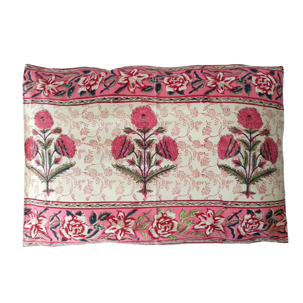 Σετ μαξιλάρια χειροποίητα με μεγάλα ροζ λουλούδια - μαξιλάρια, βαμβάκι, χειροποίητα