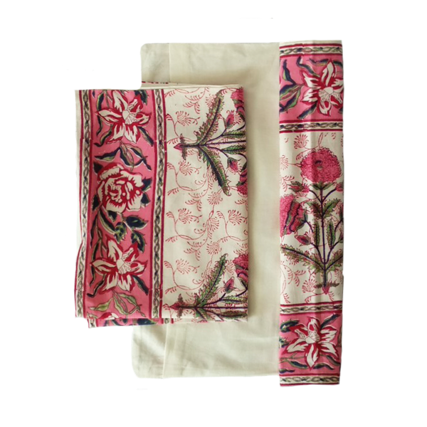 Σετ μαξιλάρια χειροποίητα με μεγάλα ροζ λουλούδια - βαμβάκι, χειροποίητα, μαξιλάρια - 3