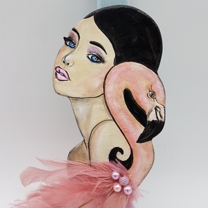 Λαμπάδα "Girl with a flamingo" - κορίτσι, λαμπάδες - 2