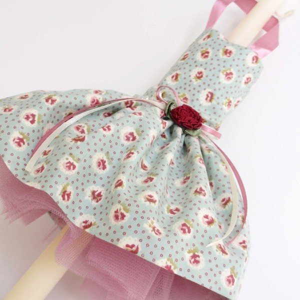 Κοριτσίστικη λαμπάδα με φόρεμα "Κλειώ" εκρού 40cm - κορίτσι, λαμπάδες, για παιδιά - 5