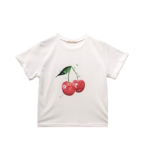 Κοντομάνικο Μπλουζάκι με Σχέδιο Κερασάκια - βαμβάκι, κορίτσι, παιδικά ρούχα