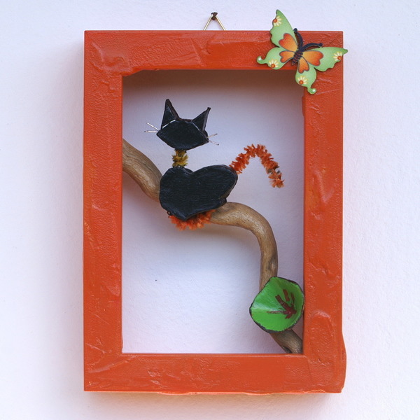 Γατάκι - κάδρο 3D - πίνακες & κάδρα, δώρο, γάτα, ξύλινα διακοσμητικά τοίχου - 2
