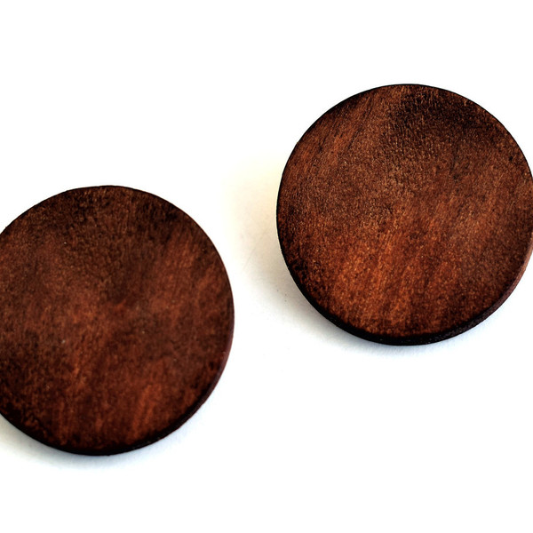 ξύλινα καρφωτά σκουλαρίκια - minimal, boho, ξύλινα κοσμήματα, κρεμαστά