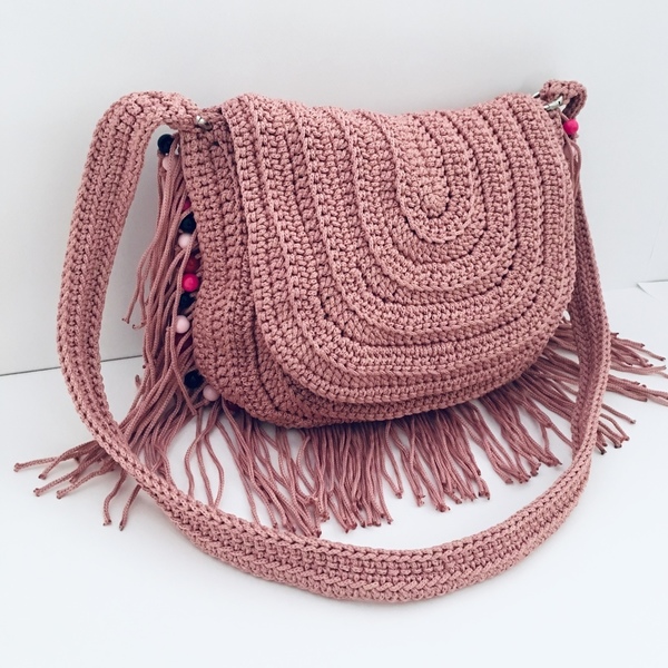 Πλεκτή τσάντα boho - ώμου, crochet, καθημερινό, boho, πλεκτές τσάντες - 3