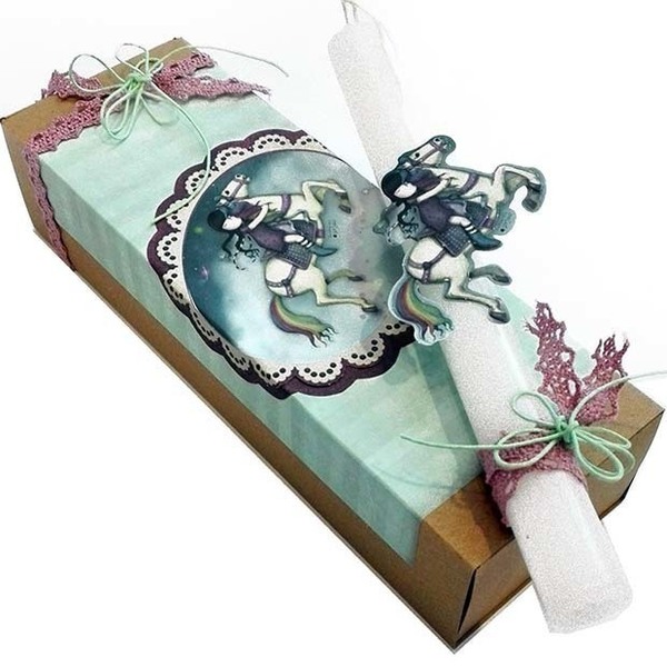 Λαμπάδα χειροποίητη πασχαλινή σετ με κουτί santoro gorjuss 25 cm 158 - κορίτσι, λαμπάδες, για παιδιά, για εφήβους