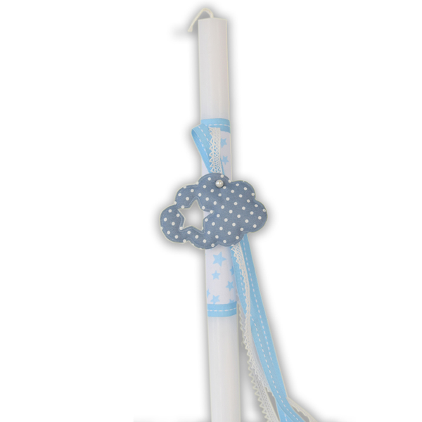 Λαμπάδα αρωματική "Συννεφάκι" κυλινδρική λευκή 30cm - αγόρι, λαμπάδες, συννεφάκι, για παιδιά, πρώτο Πάσχα