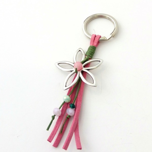 Μπρελόκ με μαργαρίτα ροζ - γυναικεία, δώρο, κορδόνια, λουλούδι, σπιτιού - 4