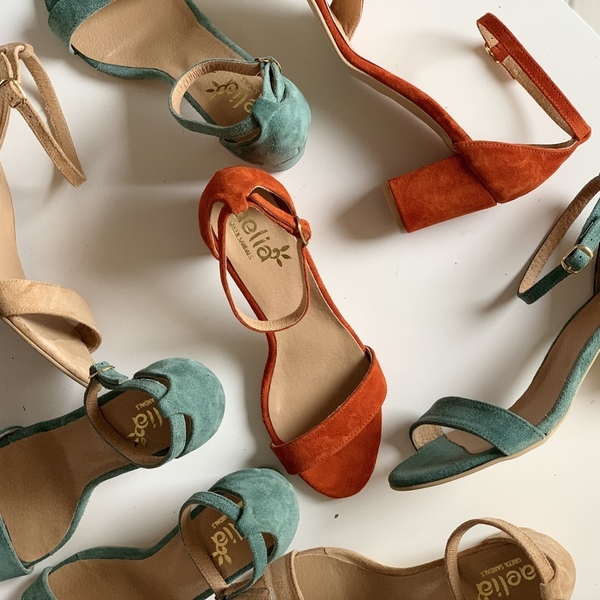 Terracotta medium heels - πέδιλα, ankle strap - 5