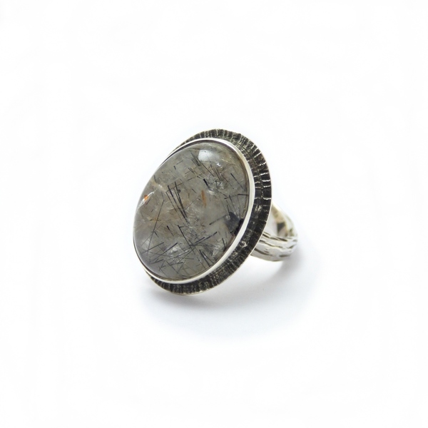 " Silver Black tourmaline myth " Χειροποίητο ασημένιο 925 δαχτυλίδι με Χαλαζία και Μαύρη Τουρμαλίνη. - ασήμι, ημιπολύτιμες πέτρες, αυξομειούμενα