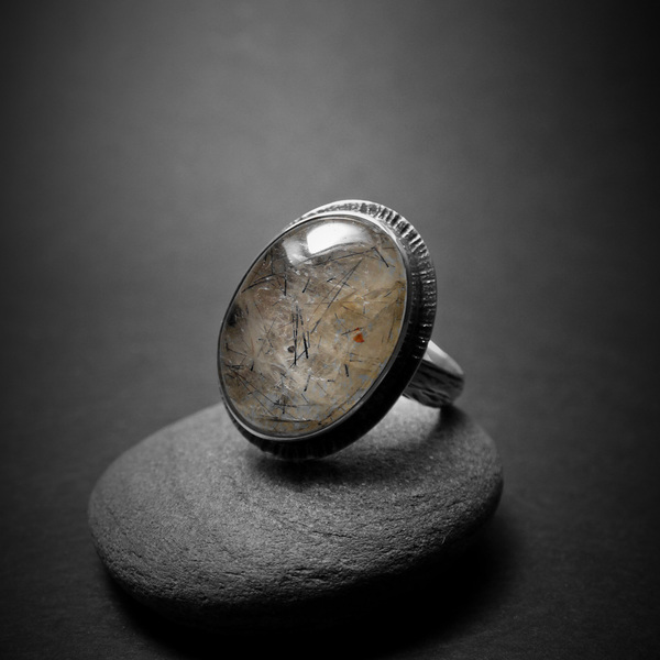 " Silver Black tourmaline myth " Χειροποίητο ασημένιο 925 δαχτυλίδι με Χαλαζία και Μαύρη Τουρμαλίνη. - ασήμι, ημιπολύτιμες πέτρες, αυξομειούμενα - 2